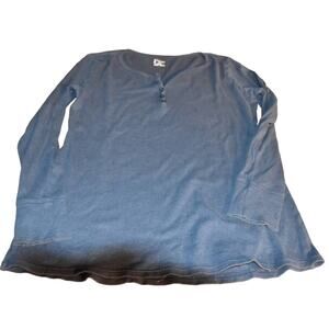 Felina Long Sleeve Ribbed Henley, Navy, Women's Large, EGU/LN